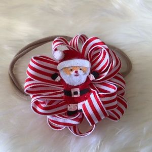 Santa bow on nylon headband